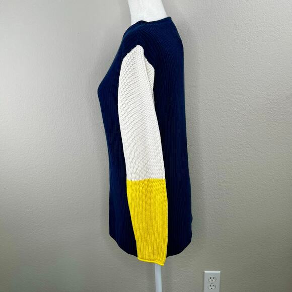 Workshop Andrea Jovine Reese Navy White Yellow Colorblock Sweater NWT Medium - Picture 6 of 10